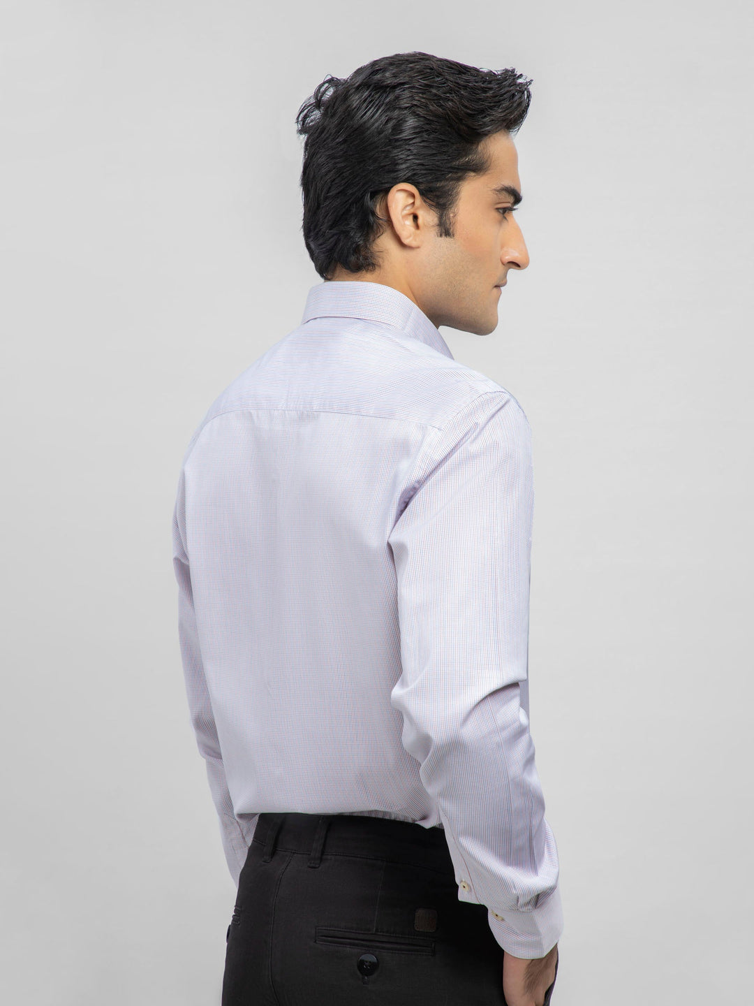 Brumano Ready To Wear Shirts Men 1 Piece Cotton Micro Gingham Checkered Formal Shirt 0-32-023-1654 - Summer Collection