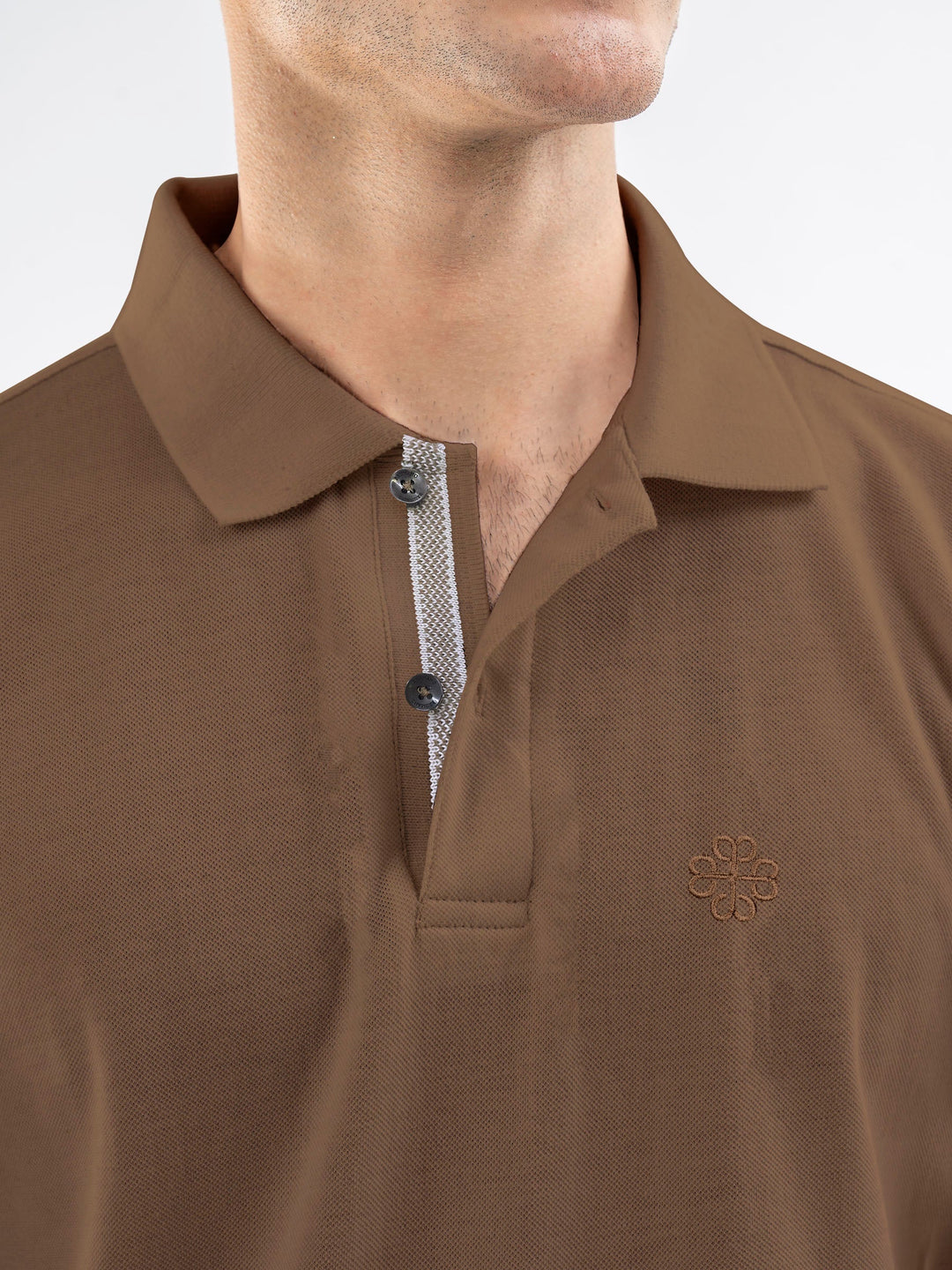 Brumano  Solids Cotton Polo Mid Brown 100% Cotton Pique Polo