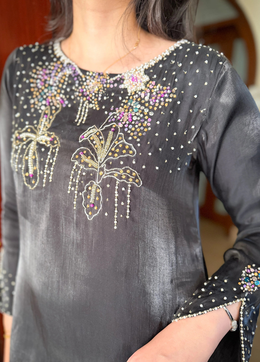 Mataish Women RTW Hand Work Cotton Silk 1 Piece Suit Midnight Muse - Festive Collection