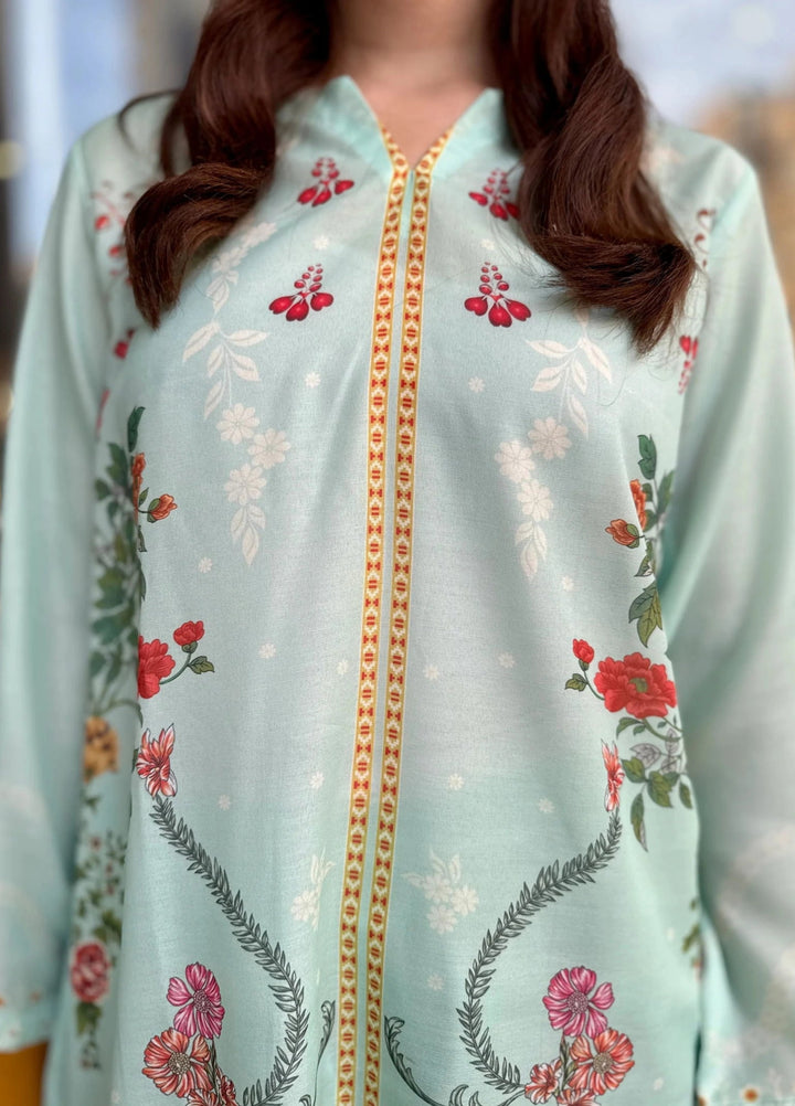 Mataish Women RTW Printed Crepe 2 Piece Suit Mint Blossom Cordset - Festive Collection