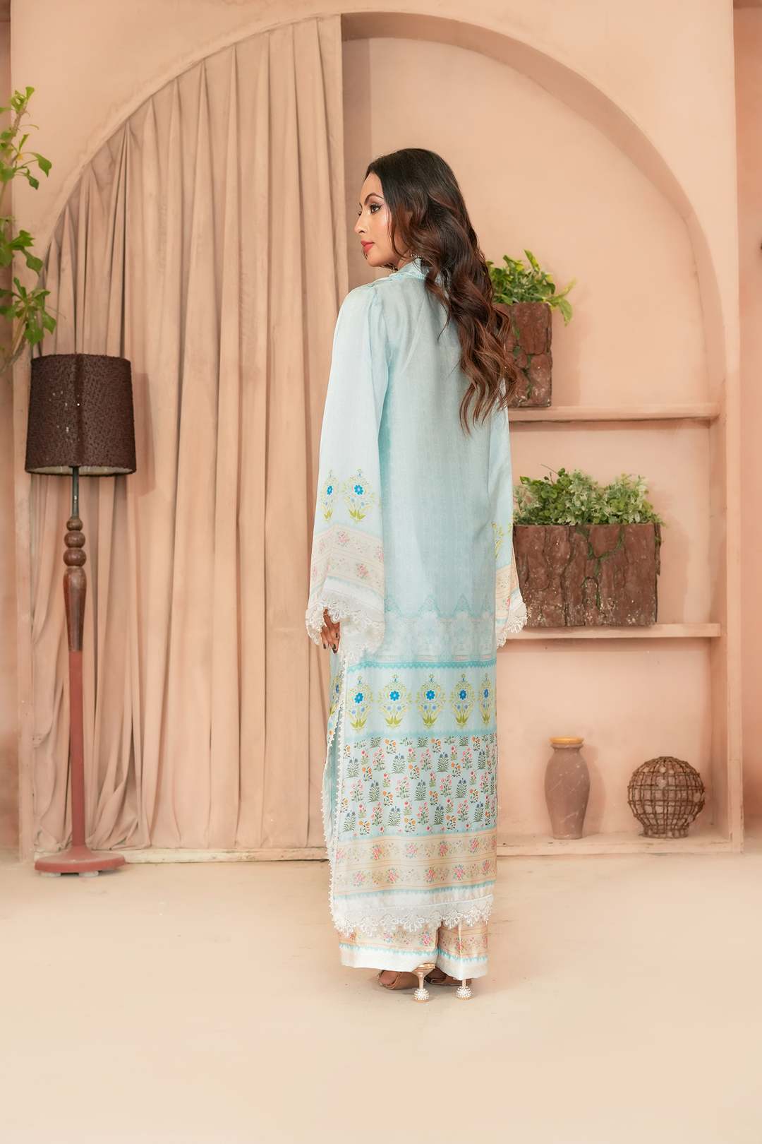 Madiha Gohar Pret Embroidered Malai Silk 2 Piece Suits Mint Mirage - Formals Collection