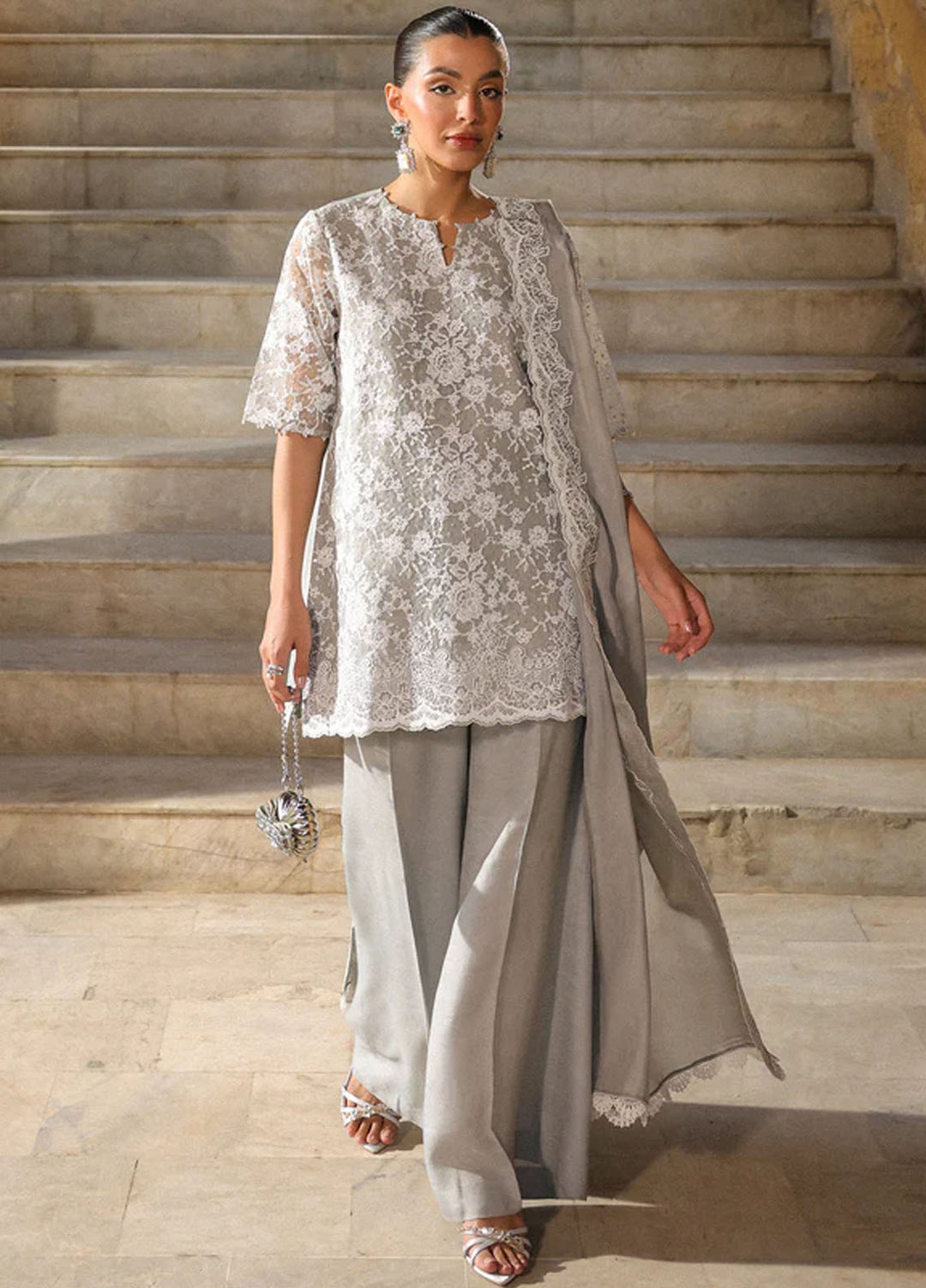 Luxe by Sahar Pret Embroidered Organza 3 Piece Moonlight Shimmer