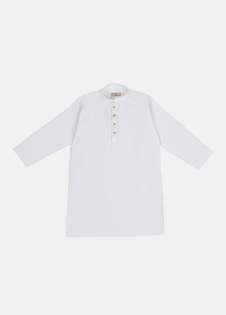Muraqsh Ready To Wear Solids  Boys Off White Cotton Kurta Trouser MUR-OWKT - Summer Collection