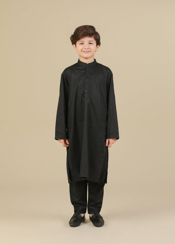 Muraqsh Ready To Wear Solids Cotton Boys Black Kurta Trouser MUR-BSCKT - Summer Collection