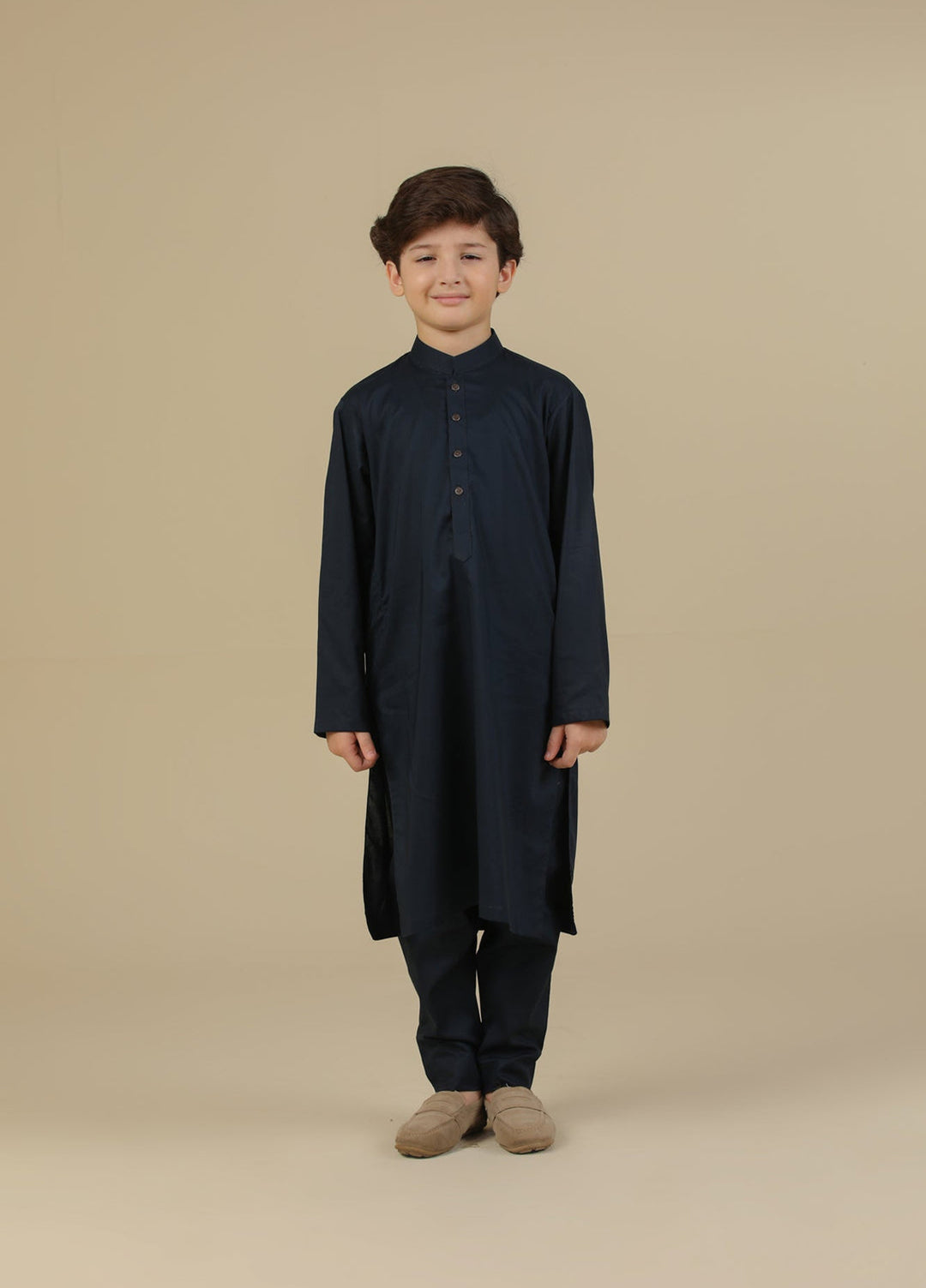 Muraqsh Ready To Wear Solids Cotton Boys Navy Blue Kurta Trouser MUR-NBSCK - Summer Collection