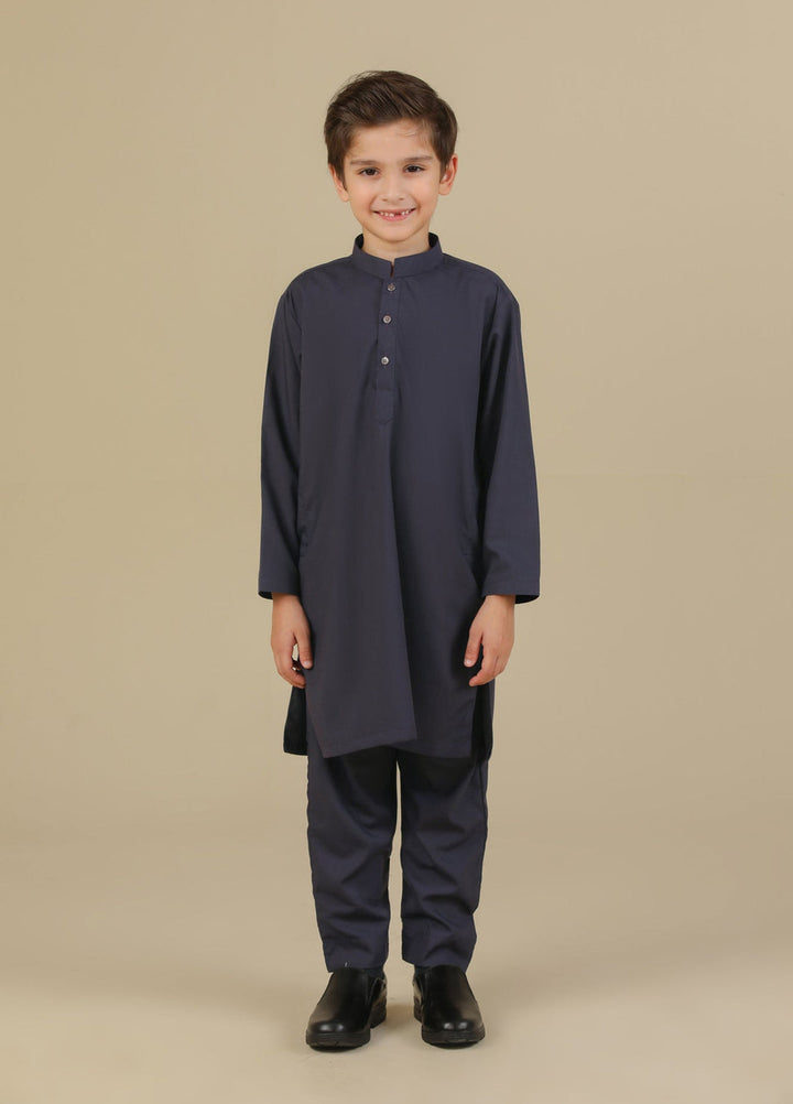 Muraqsh Ready To Wear Solids Cotton Boys Purple Blended Kurta Trouser MUR-PKT-K - Summer Collection