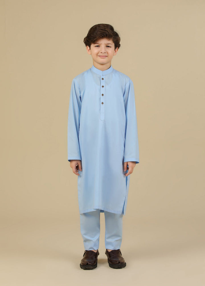 Muraqsh Ready To Wear Solids Cotton Boys Sky Blue Kurta Trouser MURBCKT - Summer Collection