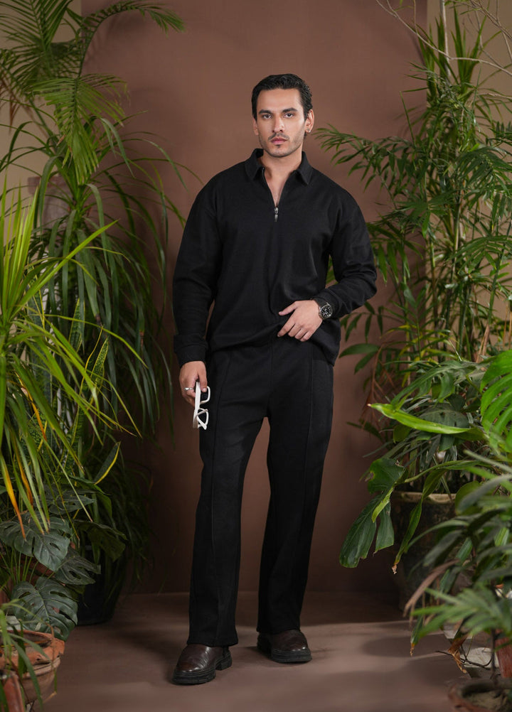 Muraqsh Ready To Wear Solids Cotton Men Black Interlock Coord Set ABD-BICS - Summer Collection