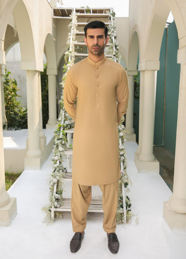 Muraqsh Ready To Wear Solids Cotton Men Camel Kurta Trouser/Shalwar MUR-CKTHL - Summer Collection