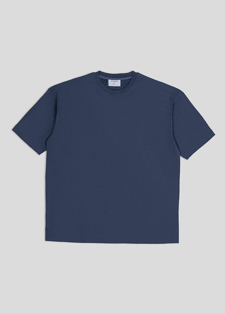 Muraqsh Ready To Wear Solids Cotton Men Deep Navy Blue Basic Oversized Tee ABD-DNBBOT - Summer Collection