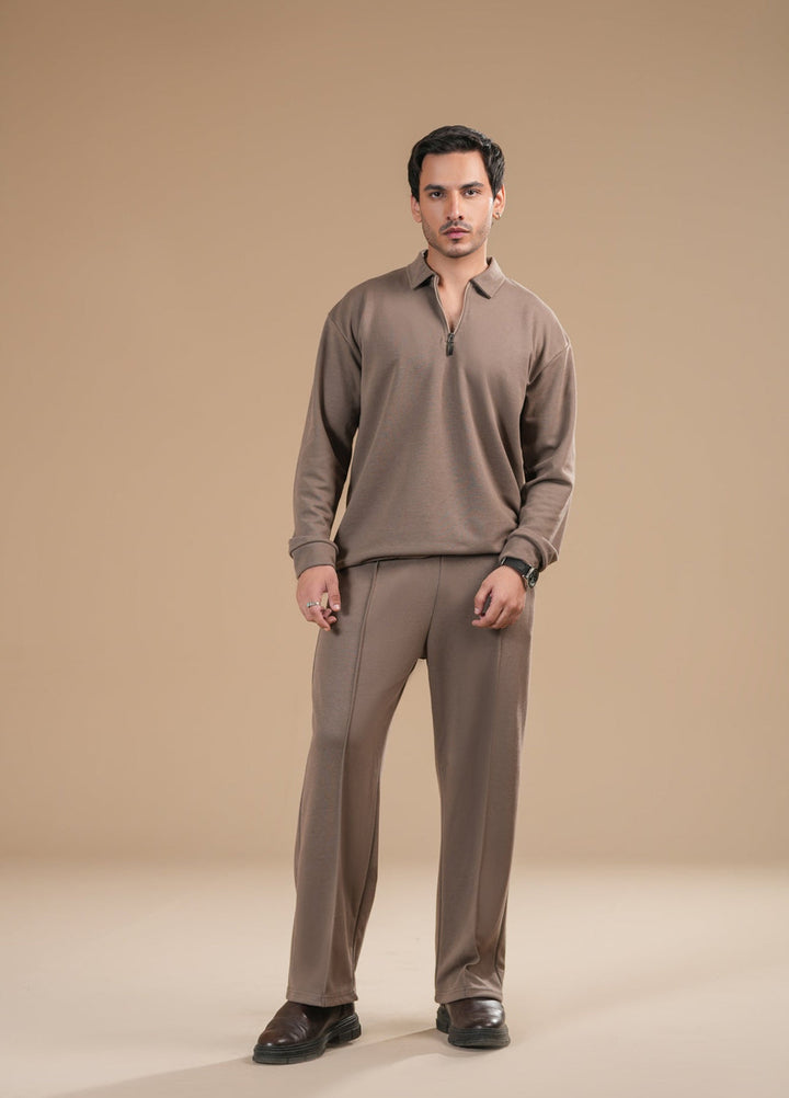 Muraqsh Ready To Wear Solids Cotton Men French Beige Interlock Coord Set ABD-FBICS - Summer Collection