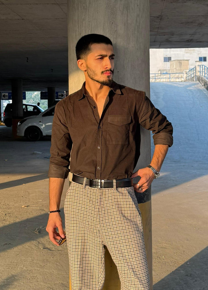 Muraqsh Ready To Wear Solids Cotton Men Grey Corduroy Casual Shirt ABD-GCCS - Summer Collection