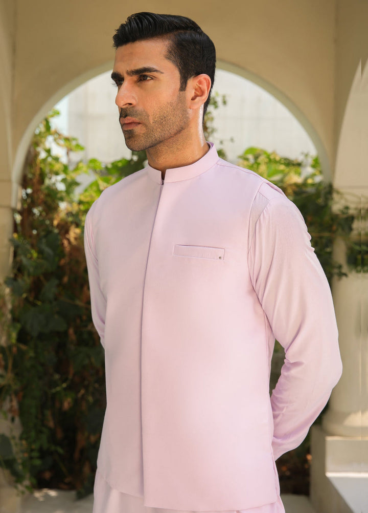 Muraqsh Ready To Wear Solids Cotton Men Lilac Blended Waistcoat Straigth Cut MURKTWW-WC - Summer Collection