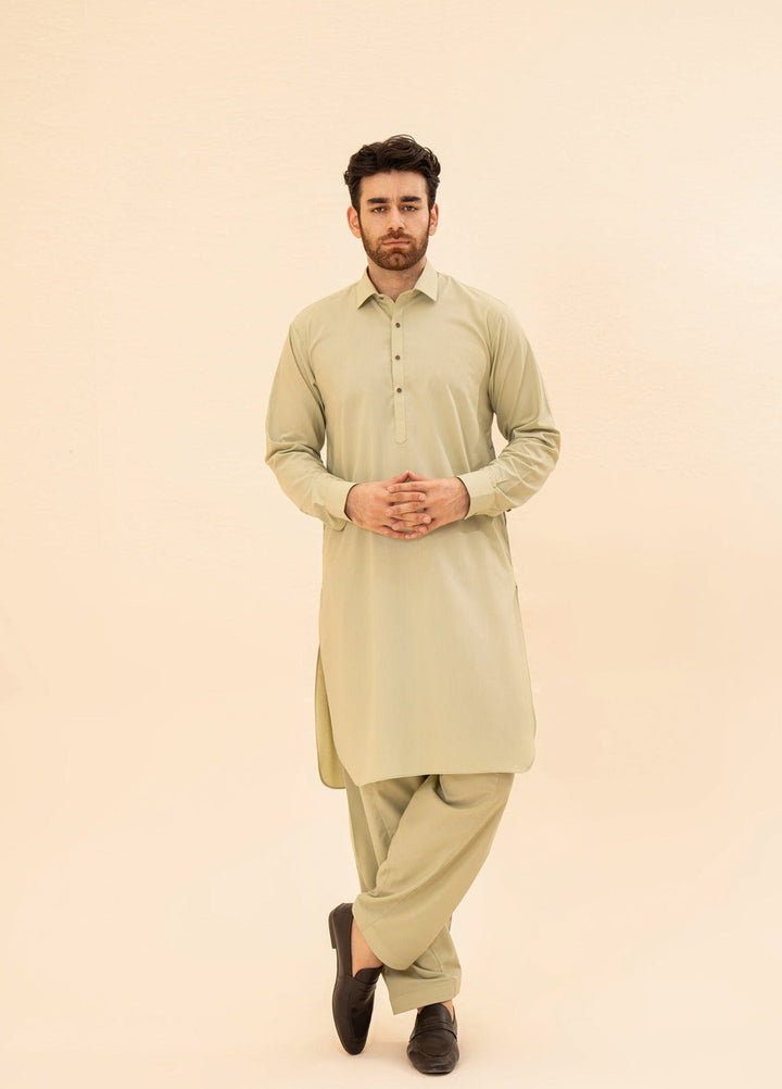 Muraqsh Ready To Wear Solids Cotton Men Mint French Collar Kameez Shalwar MURFCKS - Summer Collection
