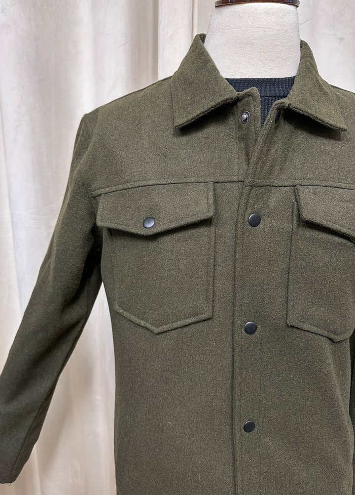 Muraqsh Ready To Wear Solids Cotton Men Olive Wool Coat ABD-OWC - Summer Collection