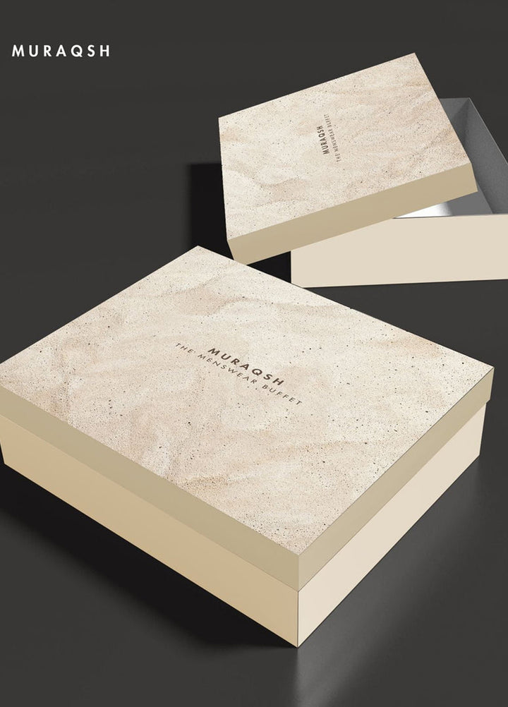 Muraqsh Ready To Wear Solids Cotton Men Premium Gift Box Top Drip Off with Grooving Textured in Beige Pink MUR-GIFT-BOX - Summer Collection