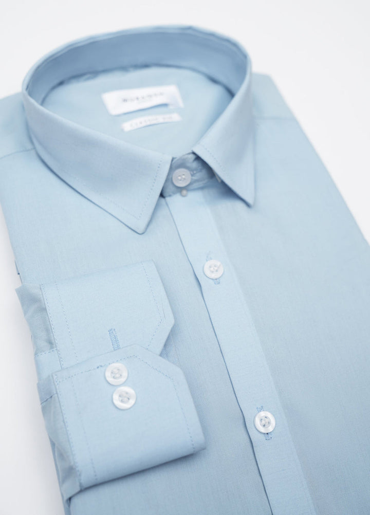 Muraqsh Ready To Wear Solids Cotton Men Sapphire Blue Plain Formal Shirt ABDBPFS - Summer Collection