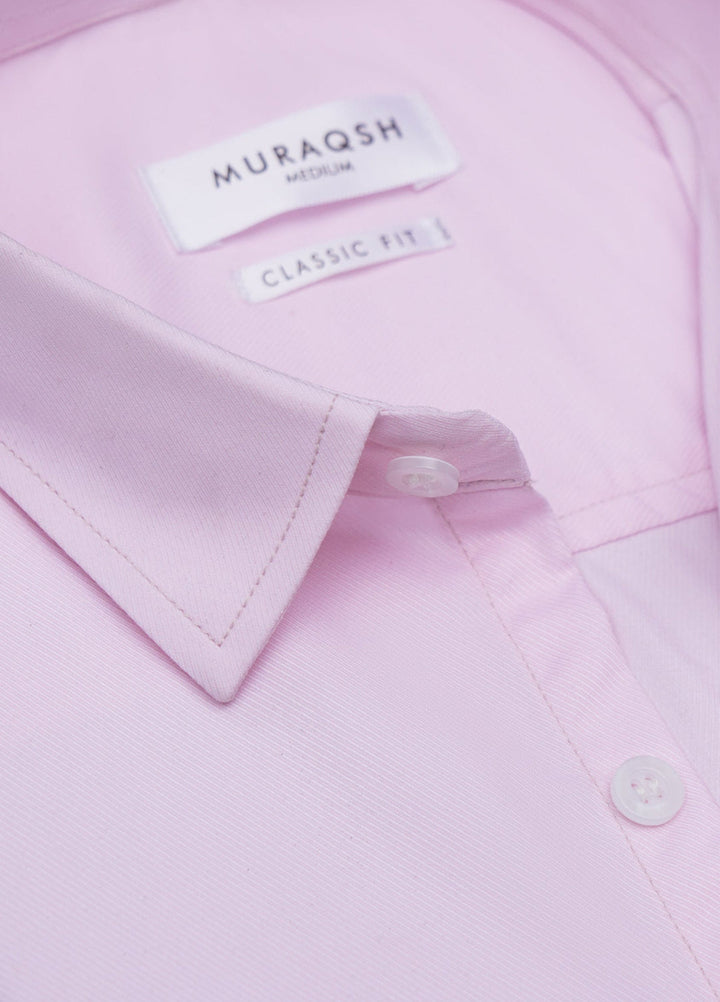 Muraqsh Ready To Wear Solids Cotton Men Tea Pink Textured Formal Shirt ABD-TPTFS - Summer Collection