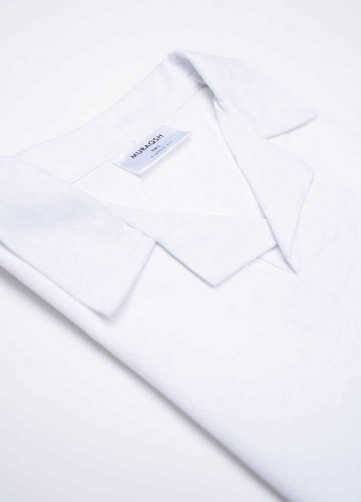 Muraqsh Ready To Wear Solids Cotton Men White Revere Polo ABD-WRP - Summer Collection