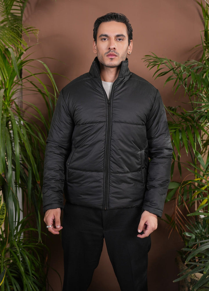 Muraqsh Ready To Wear Solids Jacquard Men Black Puffer Jacket ABD-BPJ - Winter Collection