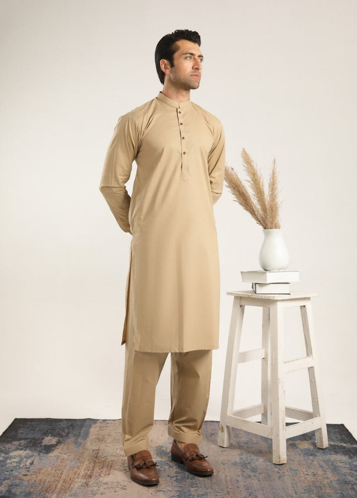Muraqsh Ready To Wear Solids  Men Ivory Skin Soft Cotton Kurta Shalwar MUR-ISCKT - Summer Collection