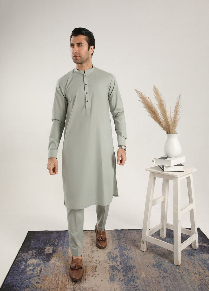 Muraqsh Ready To Wear Solids  Men Light Mint Soft Cotton Kurta Trouser MURMCKT - Summer Collection