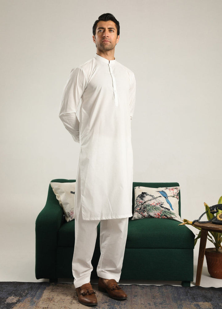 Muraqsh Ready To Wear Solids  Men Off White Soft Cotton Kurta Shalwar MUR-OWCKS - Summer Collection