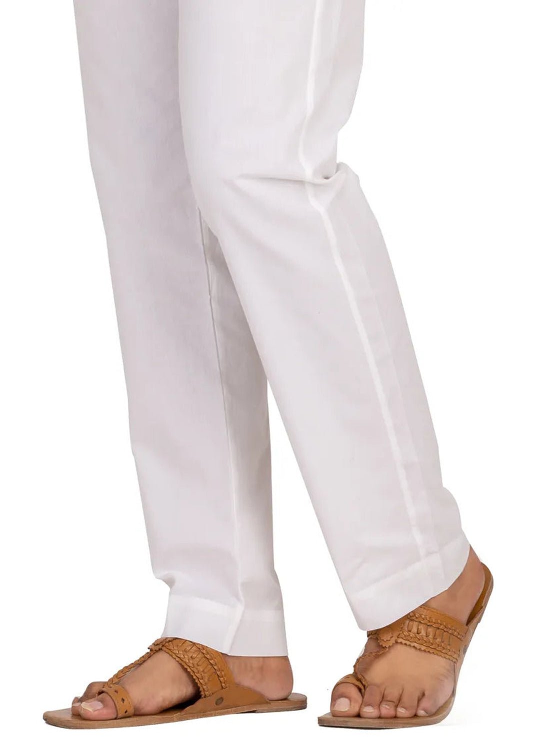 Muraqsh Ready To Wear Solids Silk Men Raw Silk Trouser White AA-RST-WHT - Winter Collection