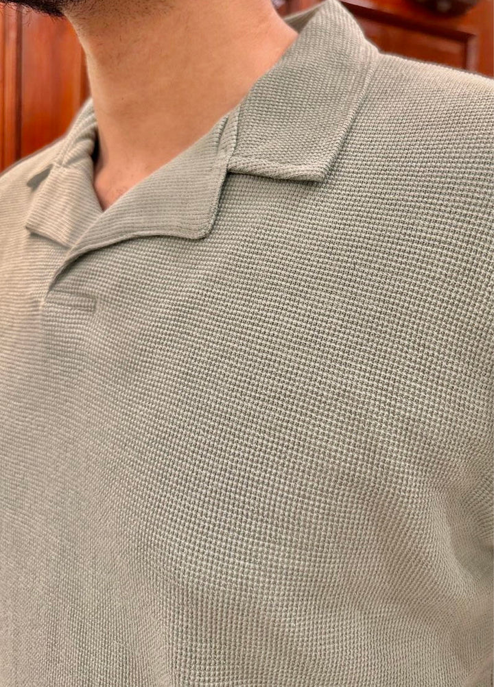 Muraqsh Ready To Wear Solids Waffle Men Waffle Mint Revere Polo ABD-WMRP - Summer Collection