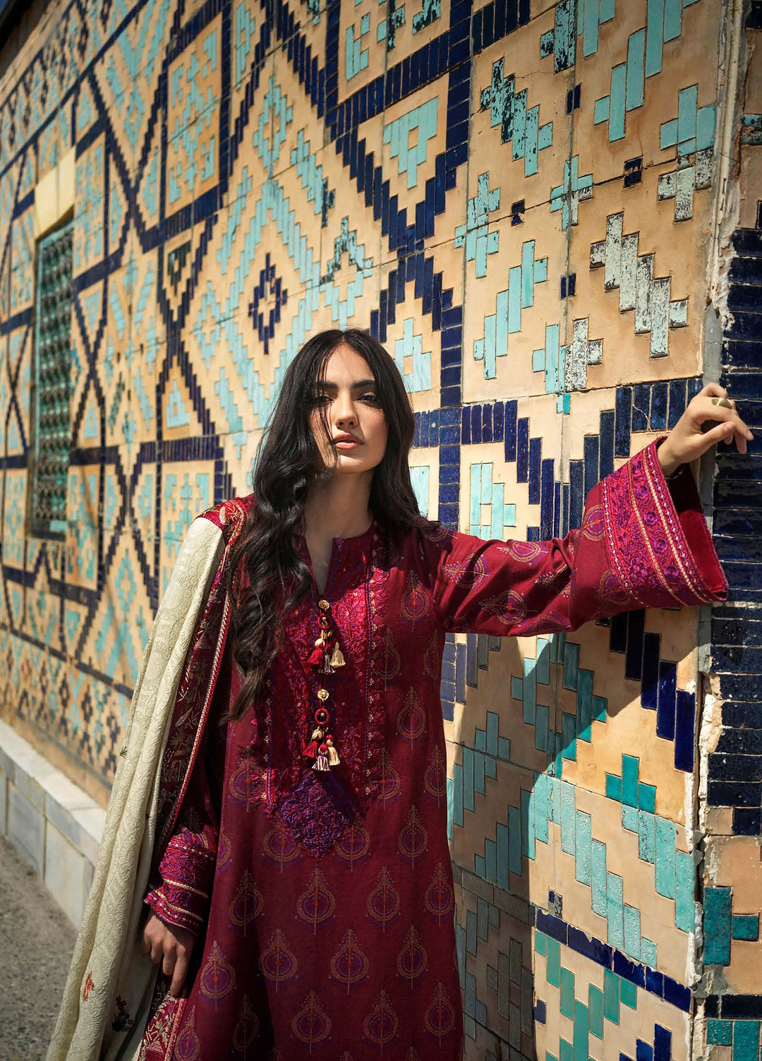 Echoes of Registan by Mushq Unstitched Embroidered Jacquard 3 Piece Suit MU26UER Celestial Queen MUNWI260105 - Casual Collection