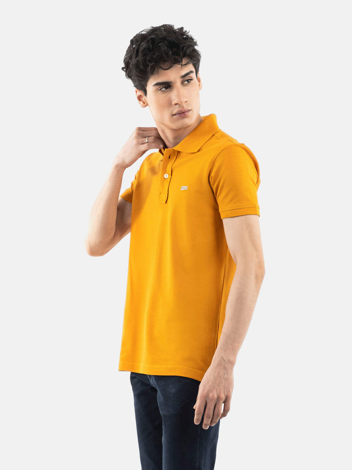 Brumano  Solids Cotton Polo Mustard Basic Pique Polo Shirt