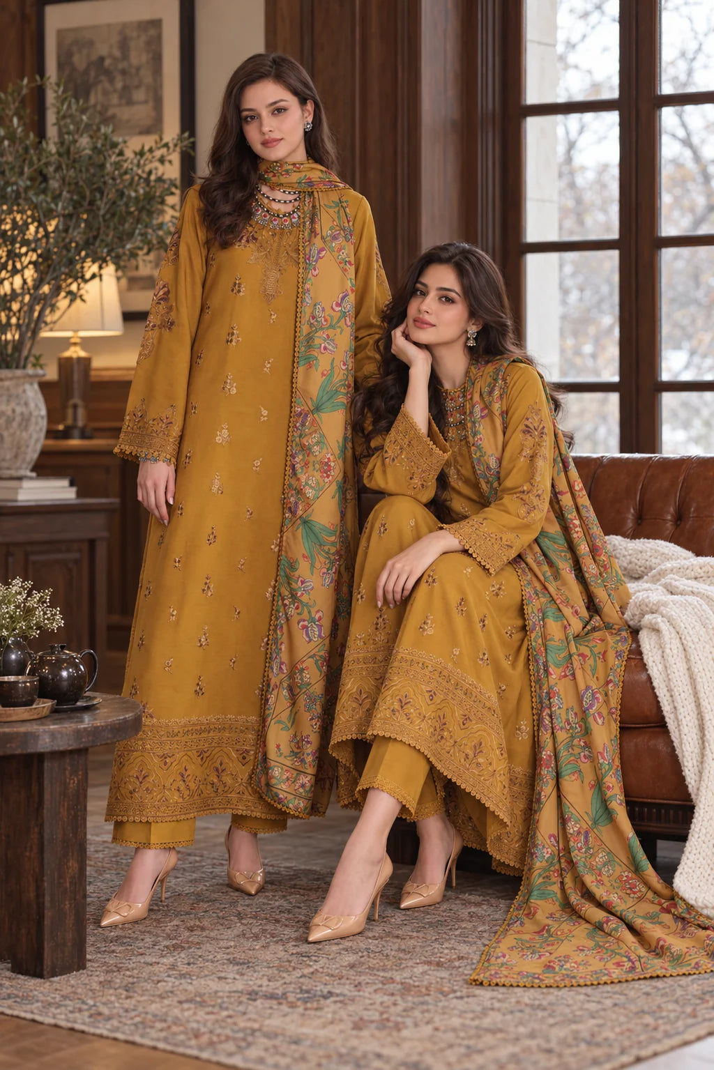 Noor by Saadia Asad Unstitched Embroidered Linen 3 Piece Suit SA26UNL D4 B - Winter Collection