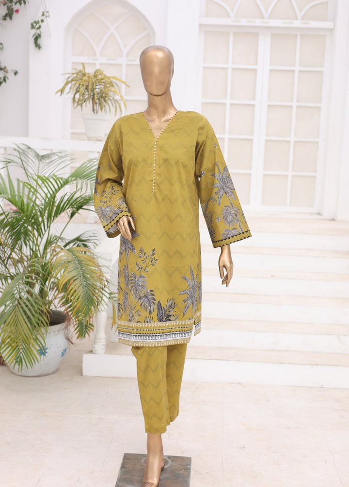 Suntex Fabrics Women RTW Printed Lawn 2 Piece Suit Mustard - Casual Collection