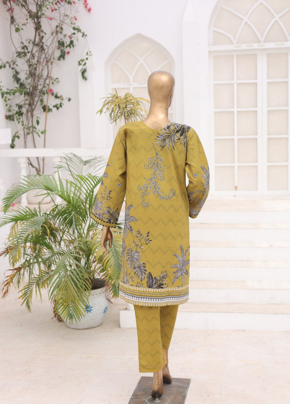 Suntex Fabrics Women RTW Printed Lawn 2 Piece Suit Mustard - Casual Collection