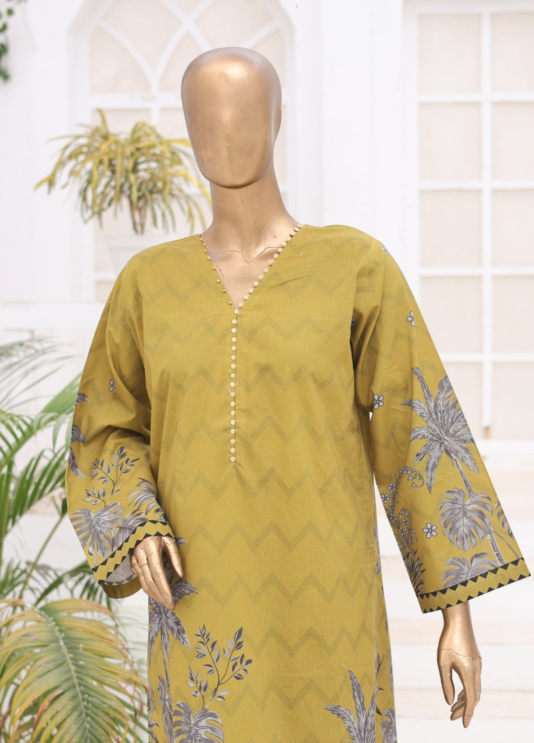 Suntex Fabrics Women RTW Printed Lawn 2 Piece Suit Mustard - Casual Collection