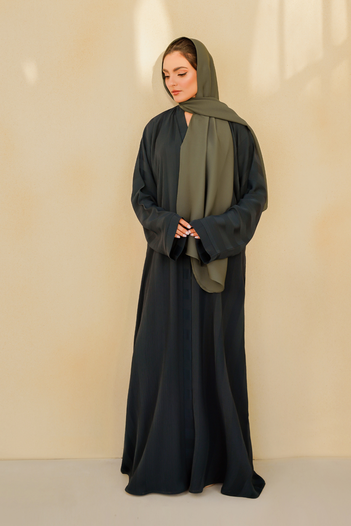 Divinely Crafted Abaya Casual Crepe 1 Piece Nahar Abaya | Buttoned Up