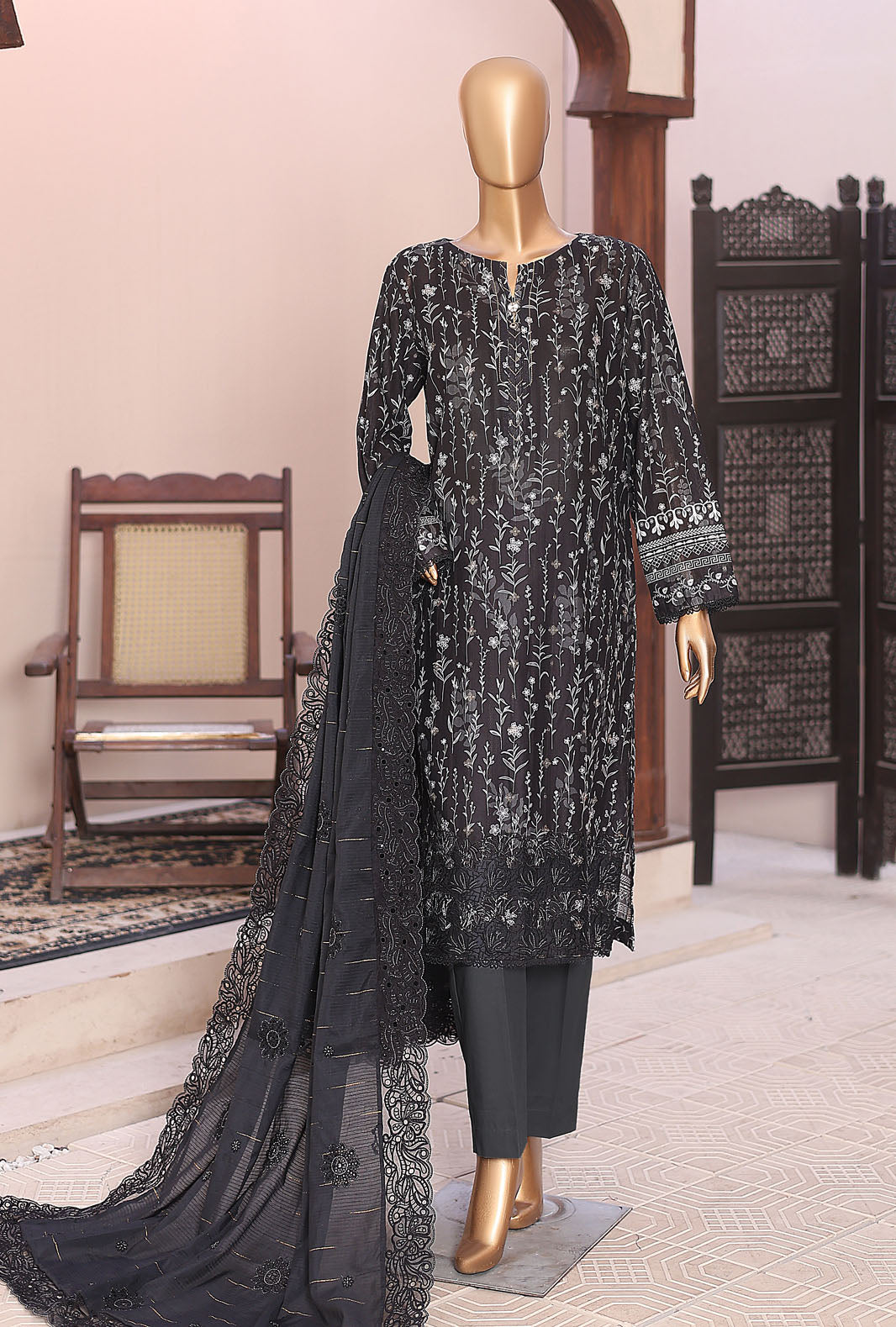 Ninokara by HZ Textile Unstitched Embroidered Jacquard 3 Piece Suit NJE-7020 - Casual Collection