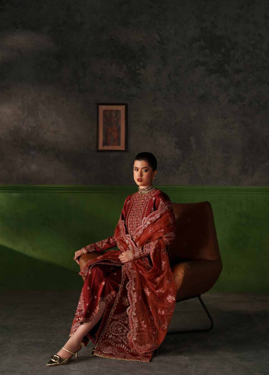 Verve Silk Edit by Emaan Adeel Unstitched Embroidered Raw Silk 3 Piece Suit EA26UVF Noemie - Festive Collection