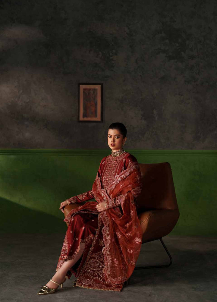 Verve Silk Edit by Emaan Adeel Unstitched Embroidered Raw Silk 3 Piece Suit EA26UVF Noemie - Festive Collection
