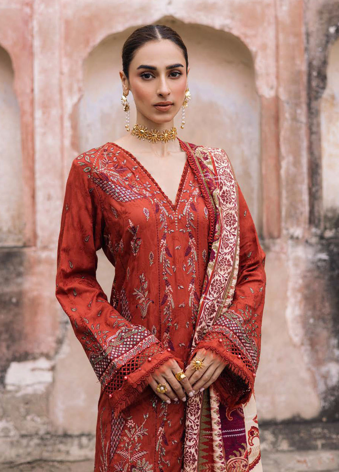 Maya by Nureh Embroidered Linen Suits Unstitched 3 Piece NU25ML NW-105 - Winter Collection