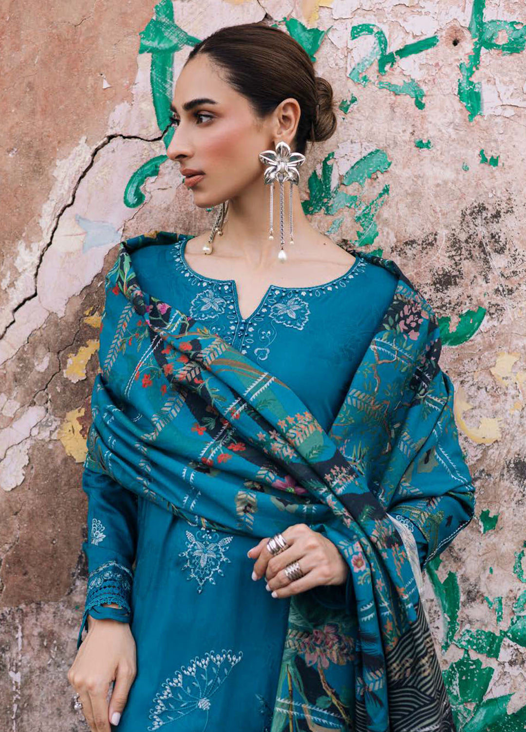 Maya by Nureh Embroidered Linen Suits Unstitched 3 Piece NU25ML NW-106 - Winter Collection