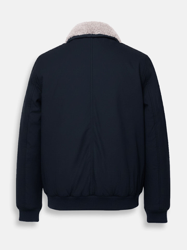Brumano Mens RTW Solids Cotton Jacket Navy Blue Aviator Jacket Winter Collection