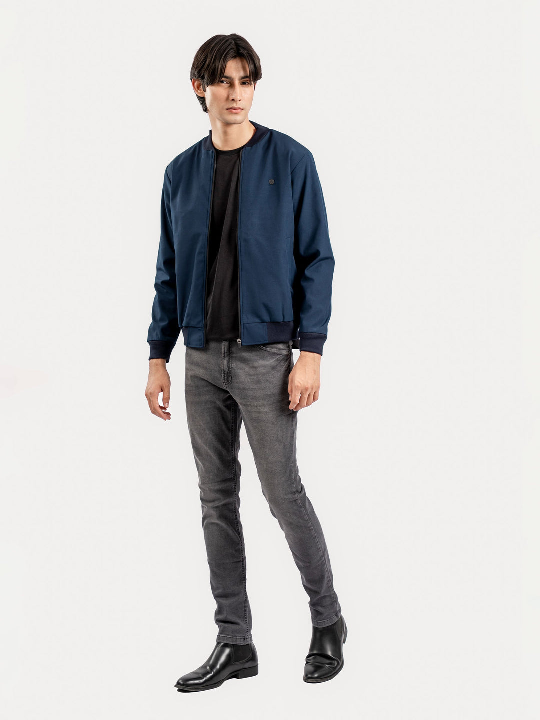 Brumano Mens RTW Solids Poly 1 Piece Navy Blue Winter Collection