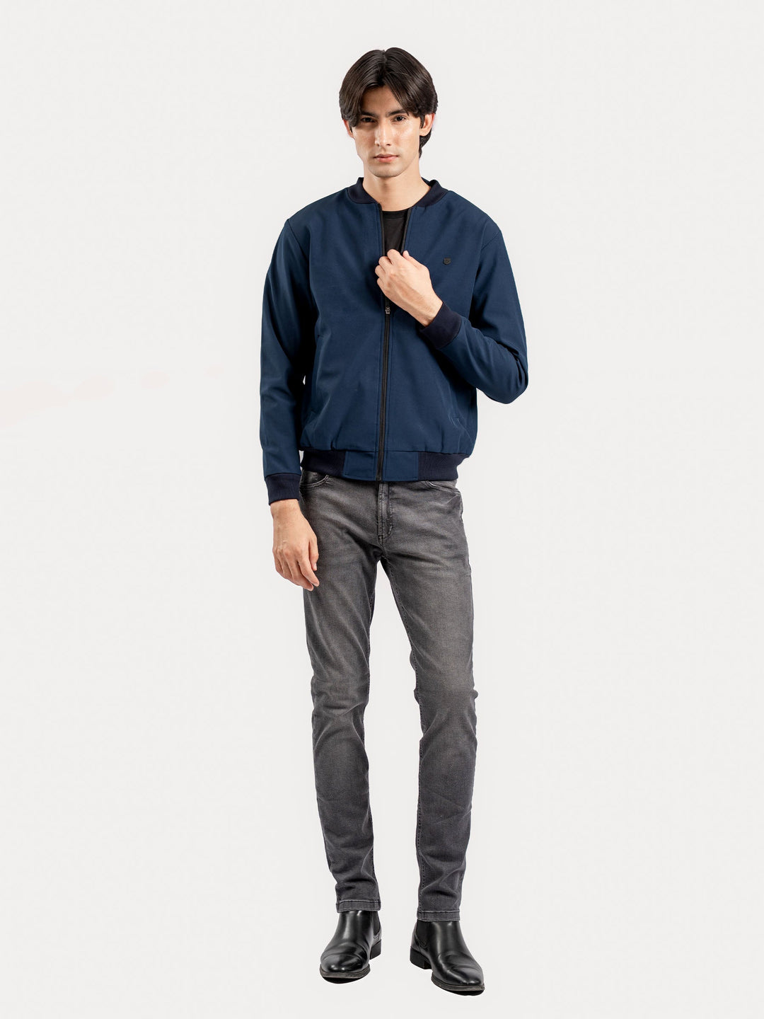 Brumano Mens RTW Solids Poly 1 Piece Navy Blue Winter Collection
