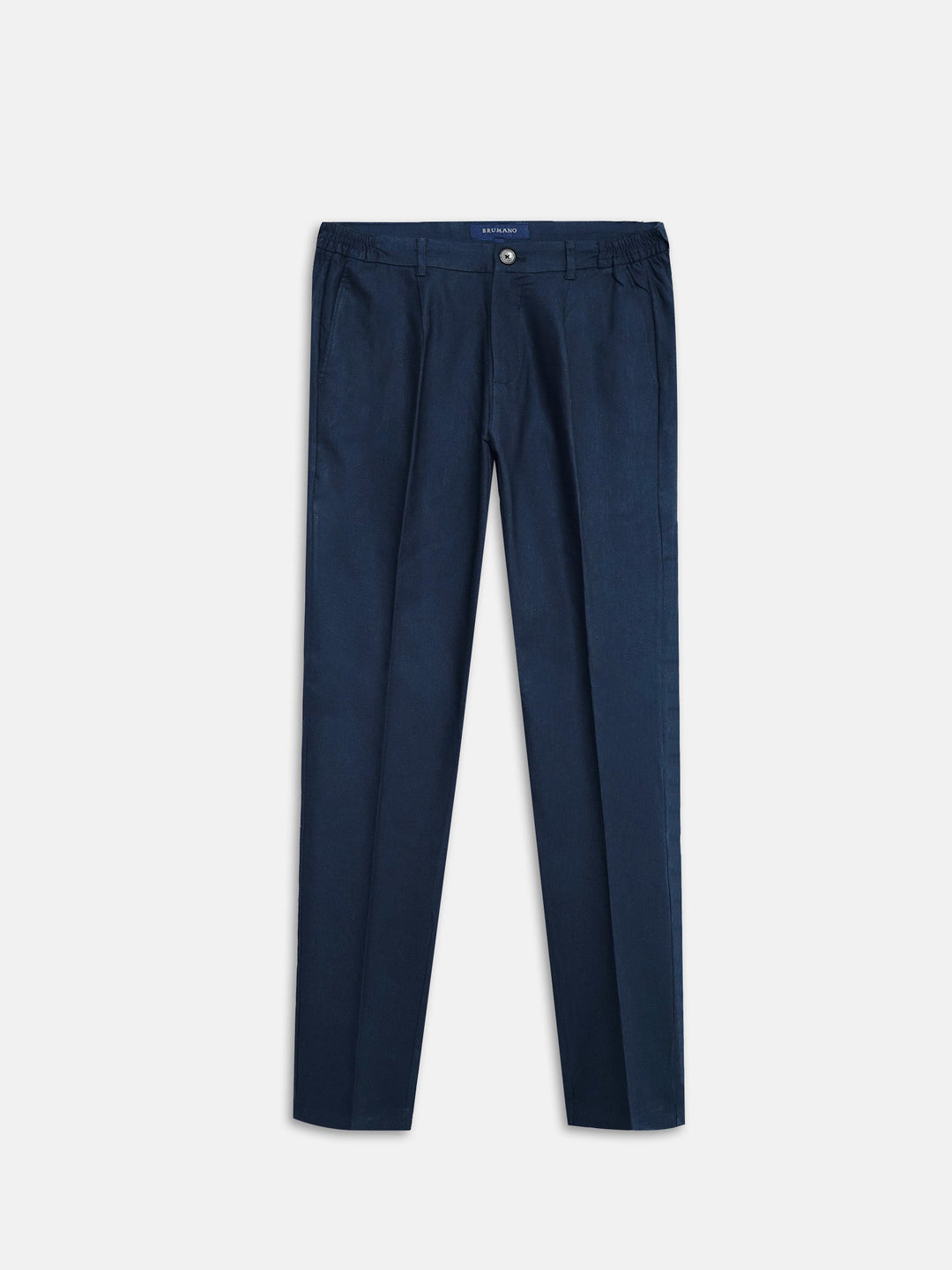 Brumano Mens Pants RTW Solids Cotton Navy Blue Chinos Casual Collection