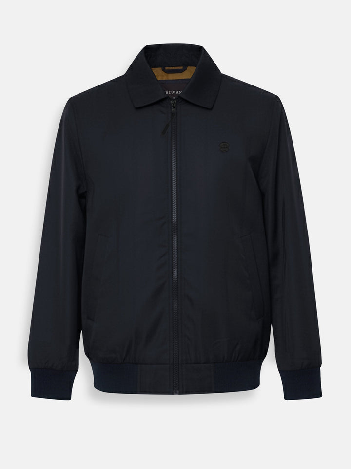 Brumano Mens RTW Solids Poly Jacket Navy Blue Collar Jacket Winter Collection