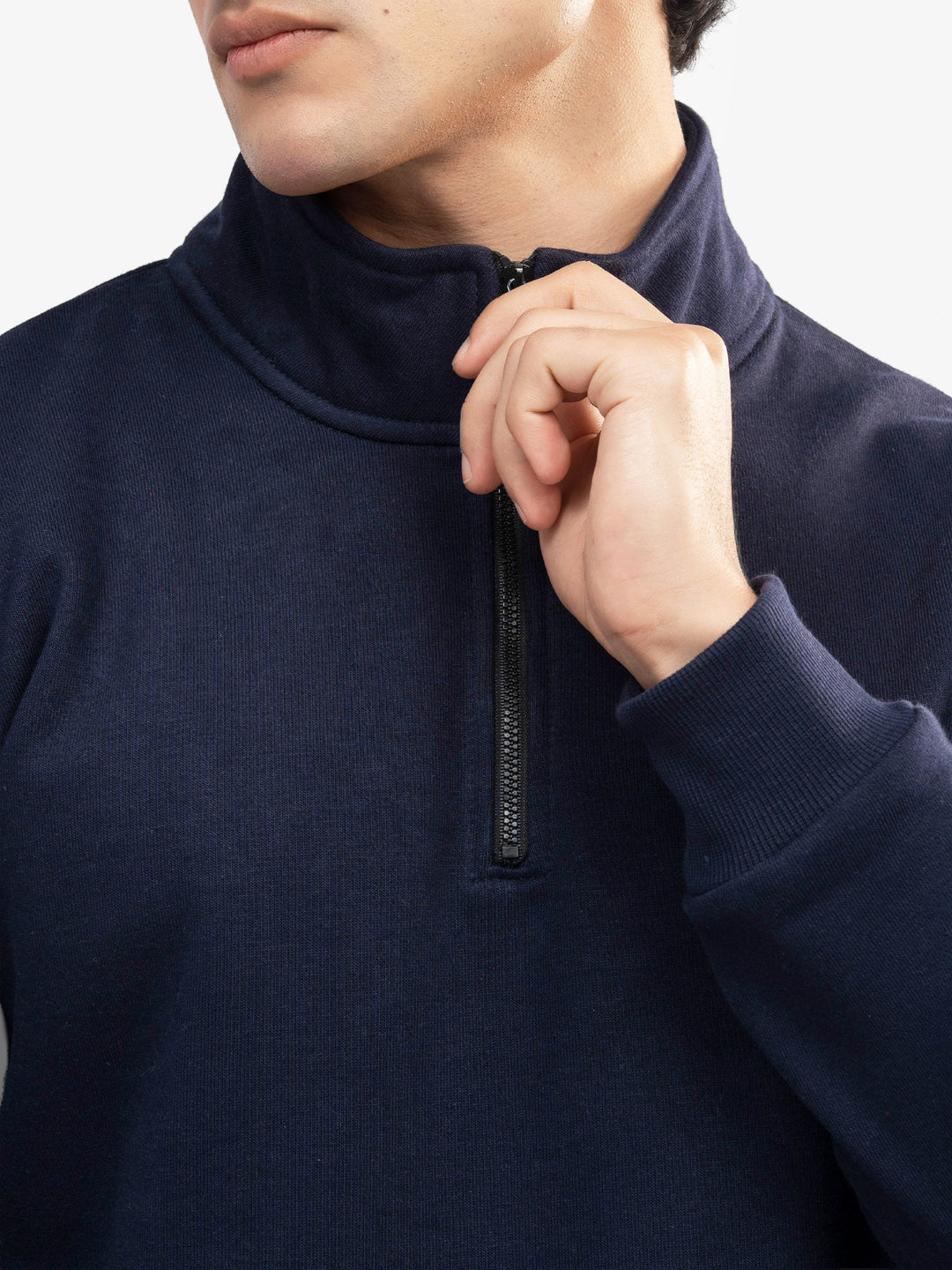 Brumano Mens RTW Solids Cotton 1 Piece Navy Blue Neck Quarter Winter Collection