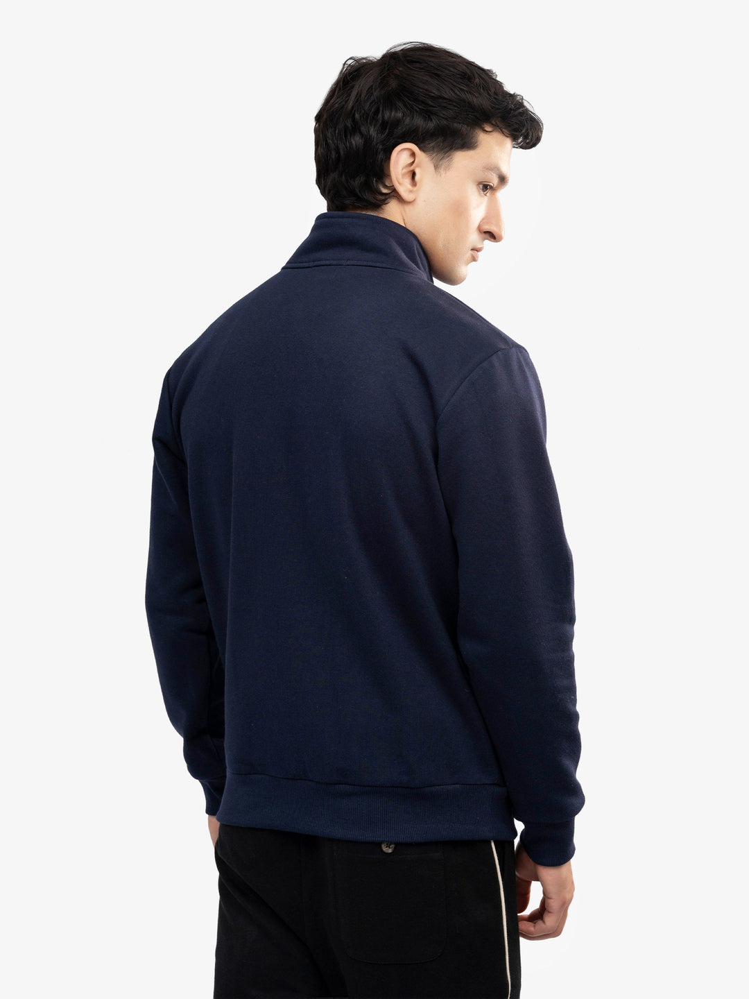 Brumano Mens RTW Solids Cotton 1 Piece Navy Blue Neck Quarter Winter Collection