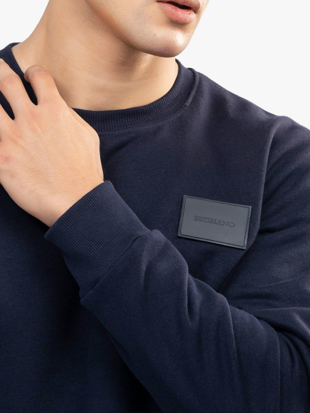 Brumano Mens RTW Solids Cotton 1 Piece Navy Blue Heavy Crew Neck Winter Collection