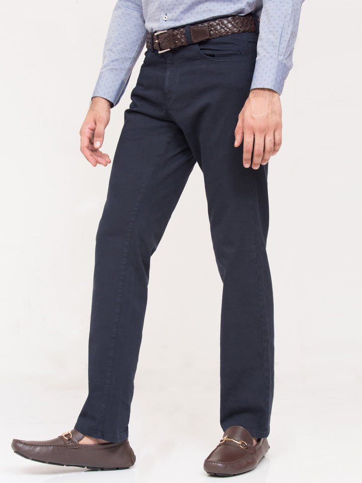 Brumano Solids Cotton Trouser Navy Five Pocket Trouser